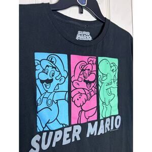 Super Mario Brothers Men's Short Sleeve Black Graphic T-Shirt Men's Size 2XL